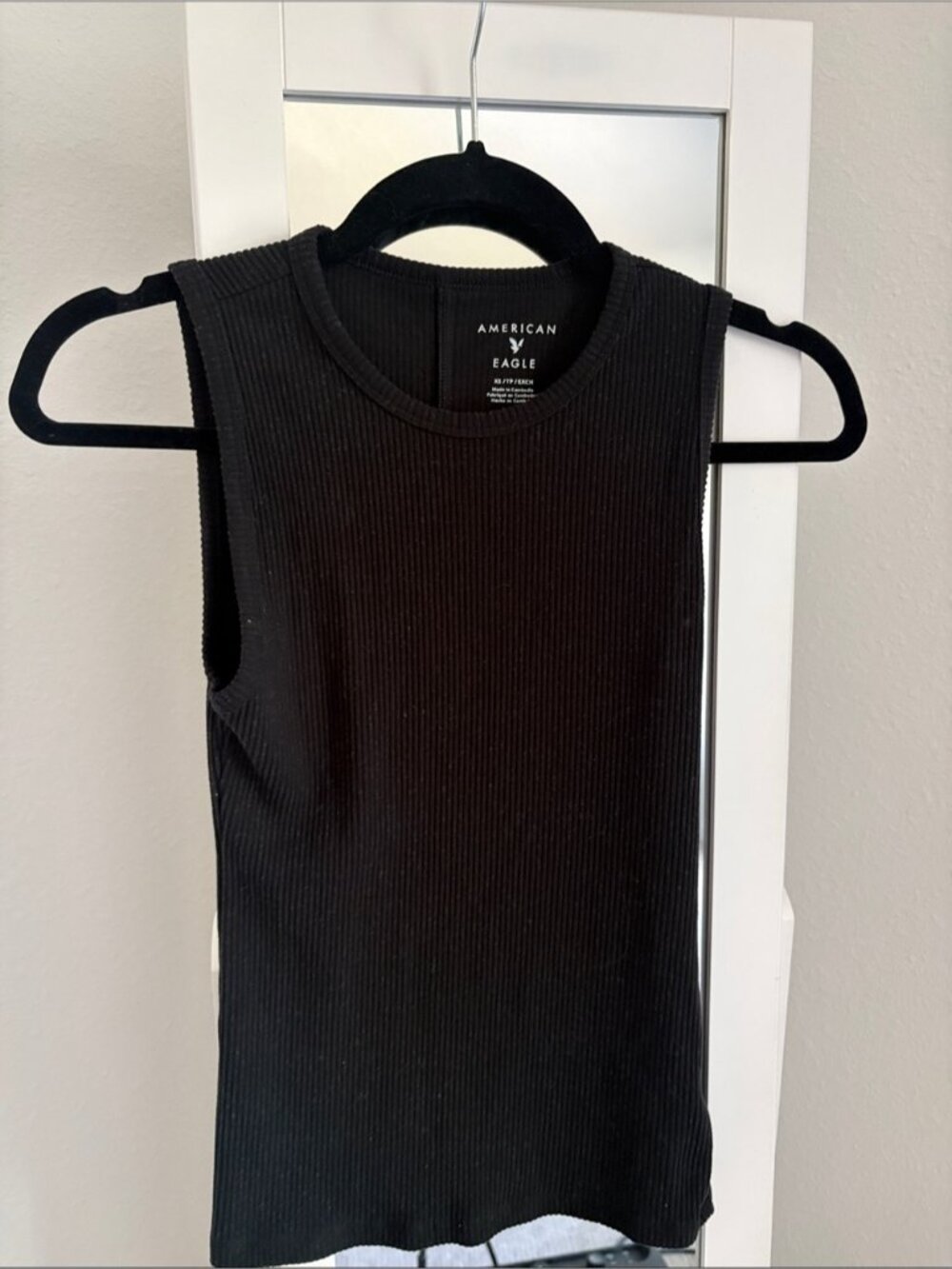 American Eagle Outfitters Black Ribbed Crewneck Tank